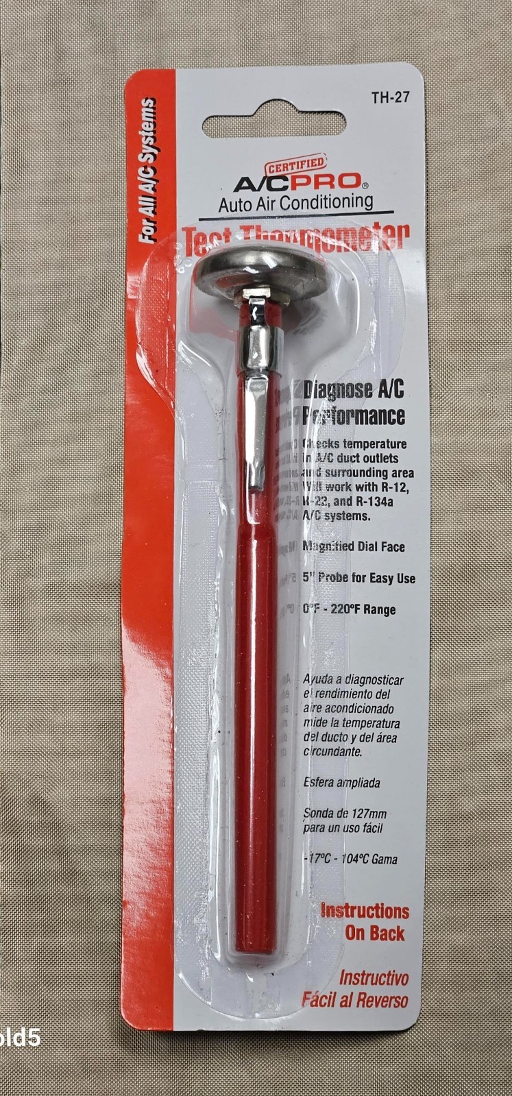 Interdynamics Certified A/c Pro Car Air Conditioner Test Thermometer TH-27