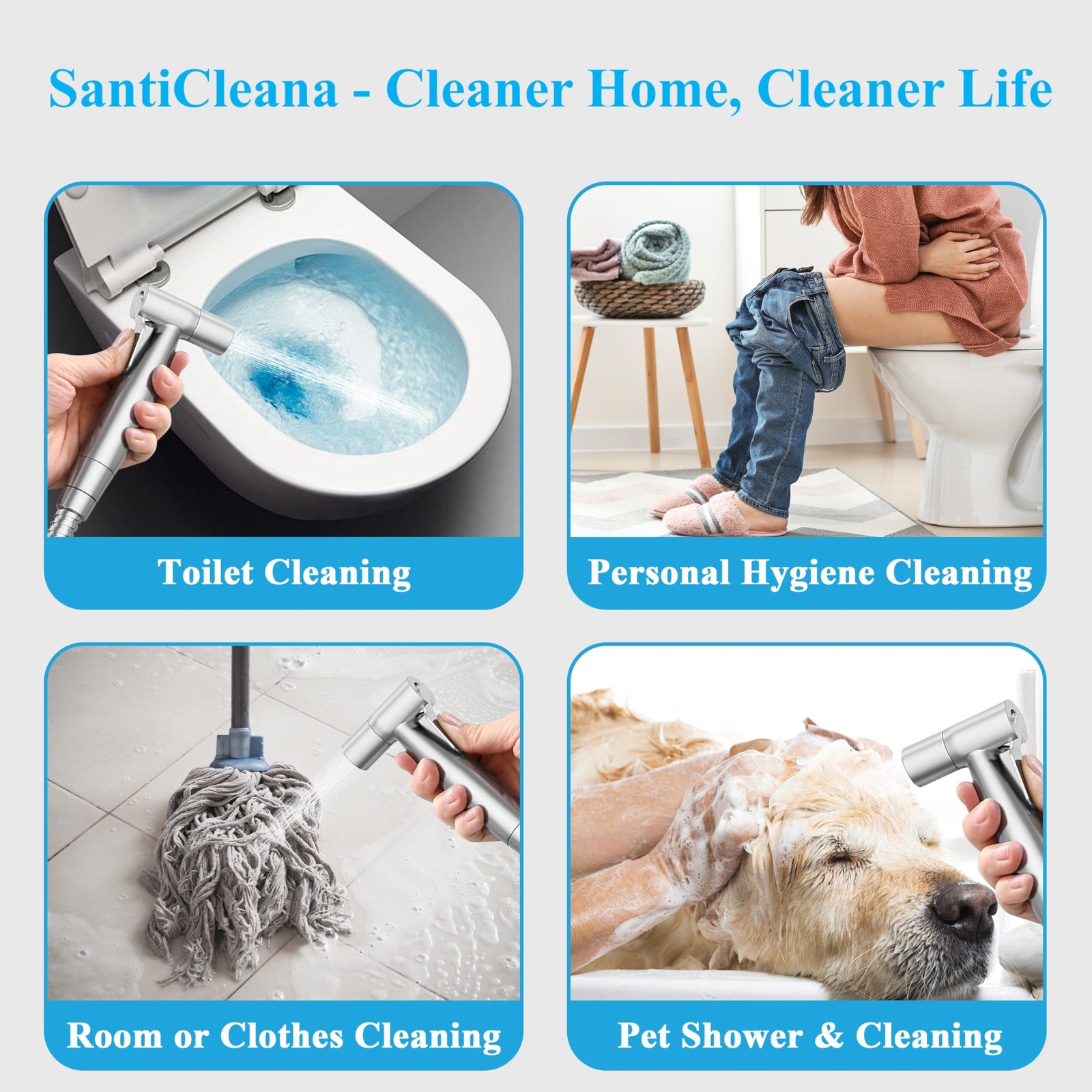 Stainless Steel Flexible Bidet Hose (1.5m/59") - Leak Proof, High Pressure, A...