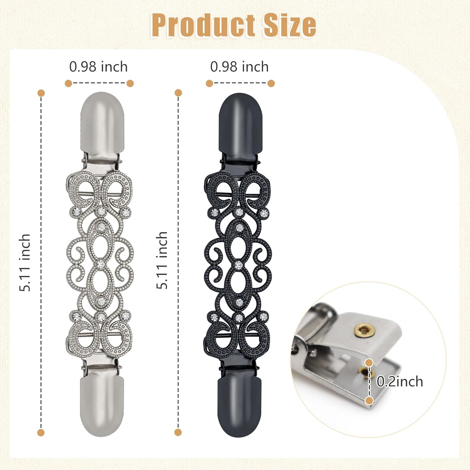 2 Pcs Dress Waist Clip for Shawl Cardigan Sweater Clothes Pant Tightener