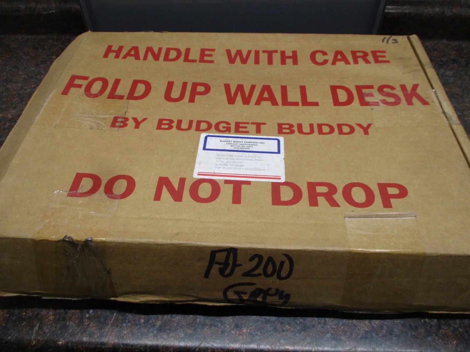 NEW BUDGET BUDDY FOLD UP WALL DESK FD-200 FD200 GREY FREE SHIPPING