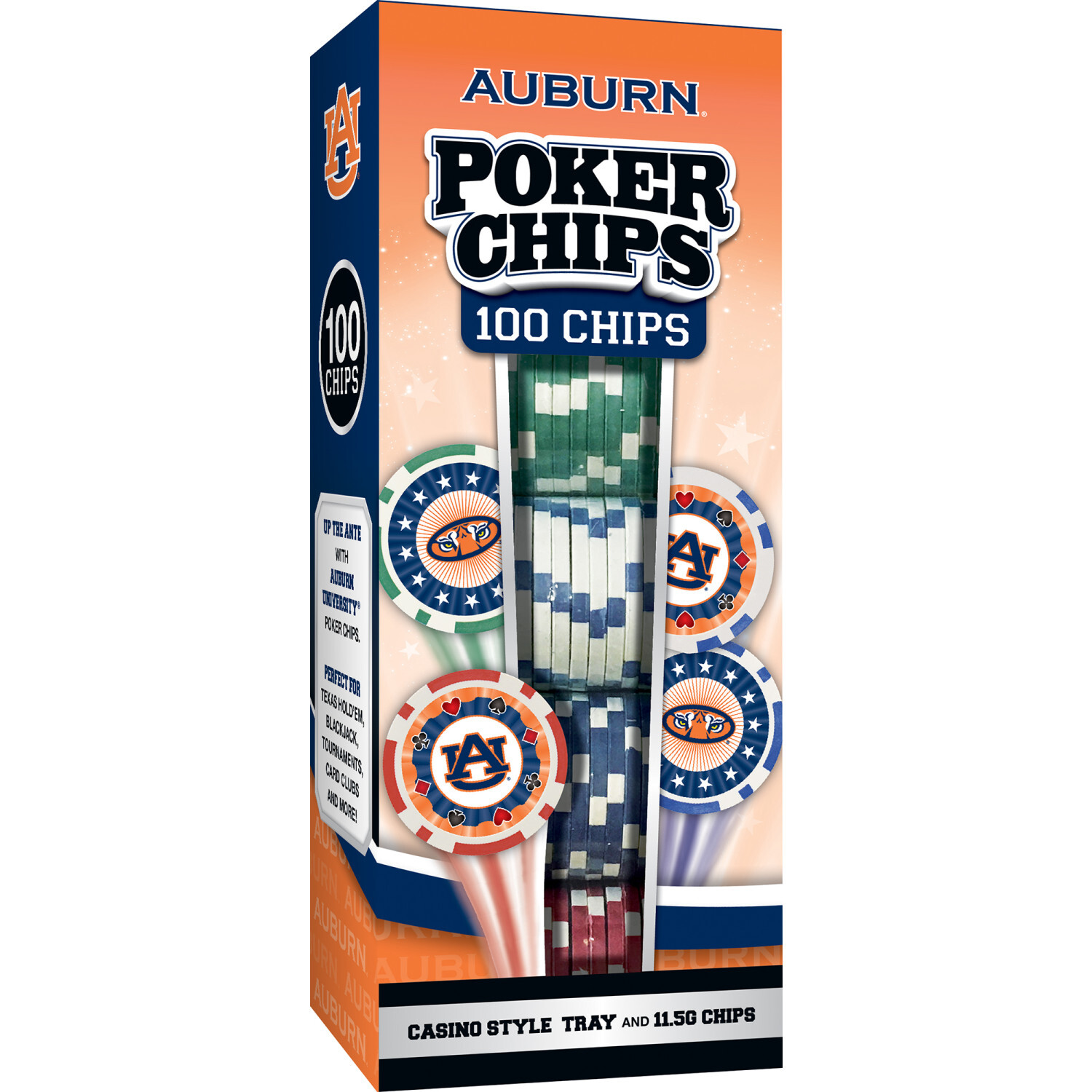 MasterPieces - Auburn Tigers - NCAA Poker Chip Set - 100 Piece