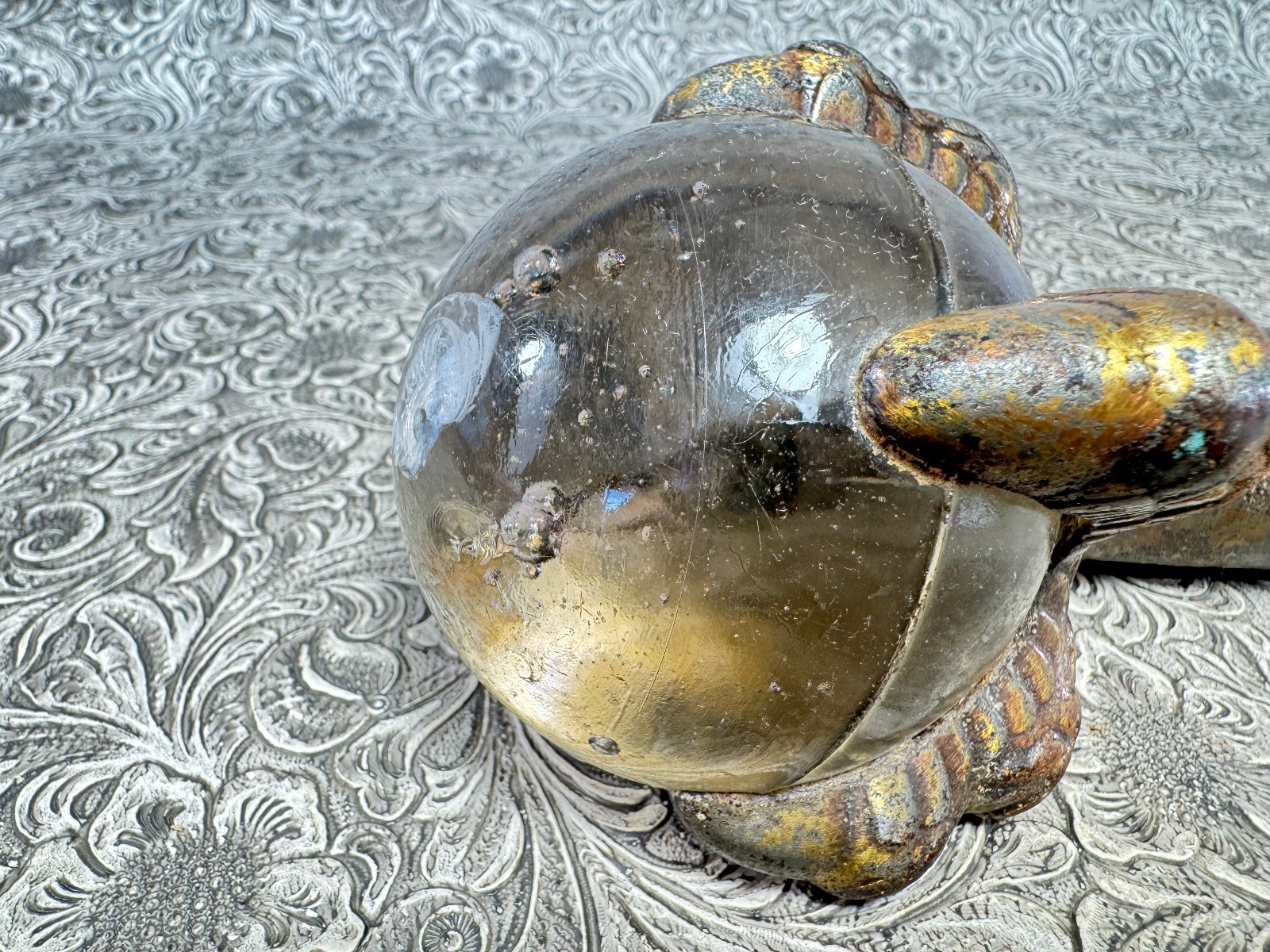 Antique Claw & Glass Ball Single 6" Foot Feet Cast Iron Furniture Hardware Table