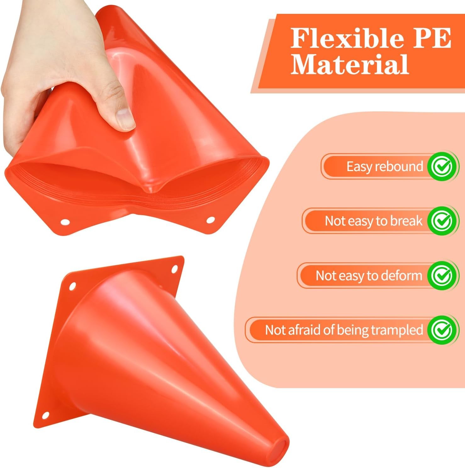 7 Orange Traffic Safety Cones Sign Soccer Football Training Cone Small 12 Pcs