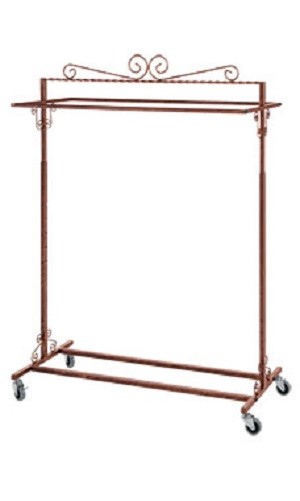Clothing Rack Boutique Double Bar Rail Rolling Salesman Retail Bronze 48 72" H
