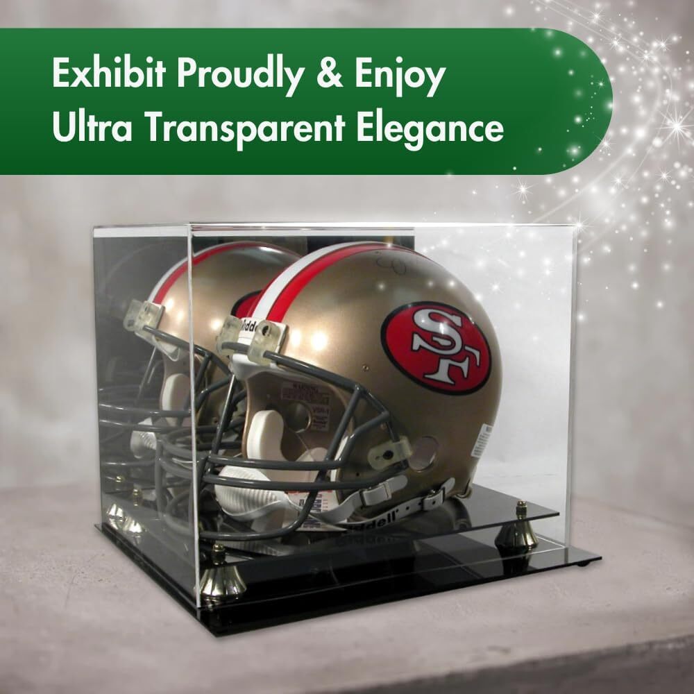 Deluxe Full Size Football Helmet UV Protected Display Case with Mirror Back