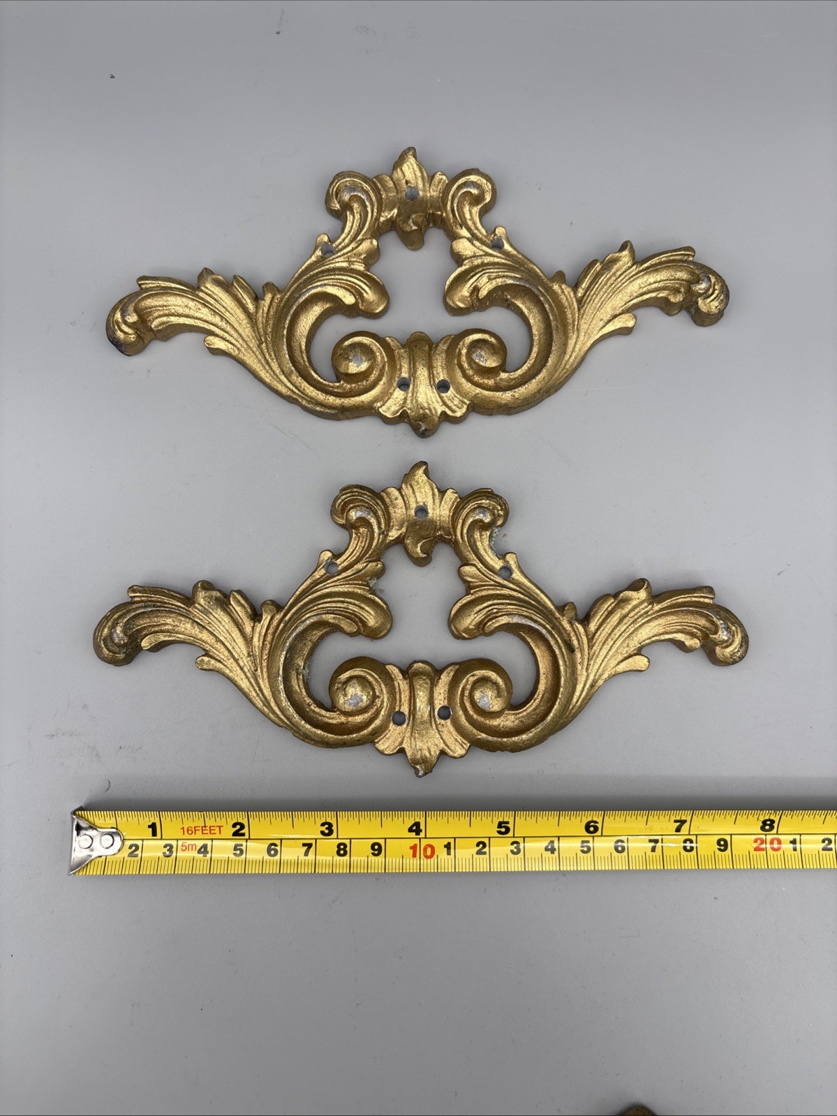 Vintage Brass Gold-tone Metal Decorative Wall Frame Accents - Lot of 8, 4 sets
