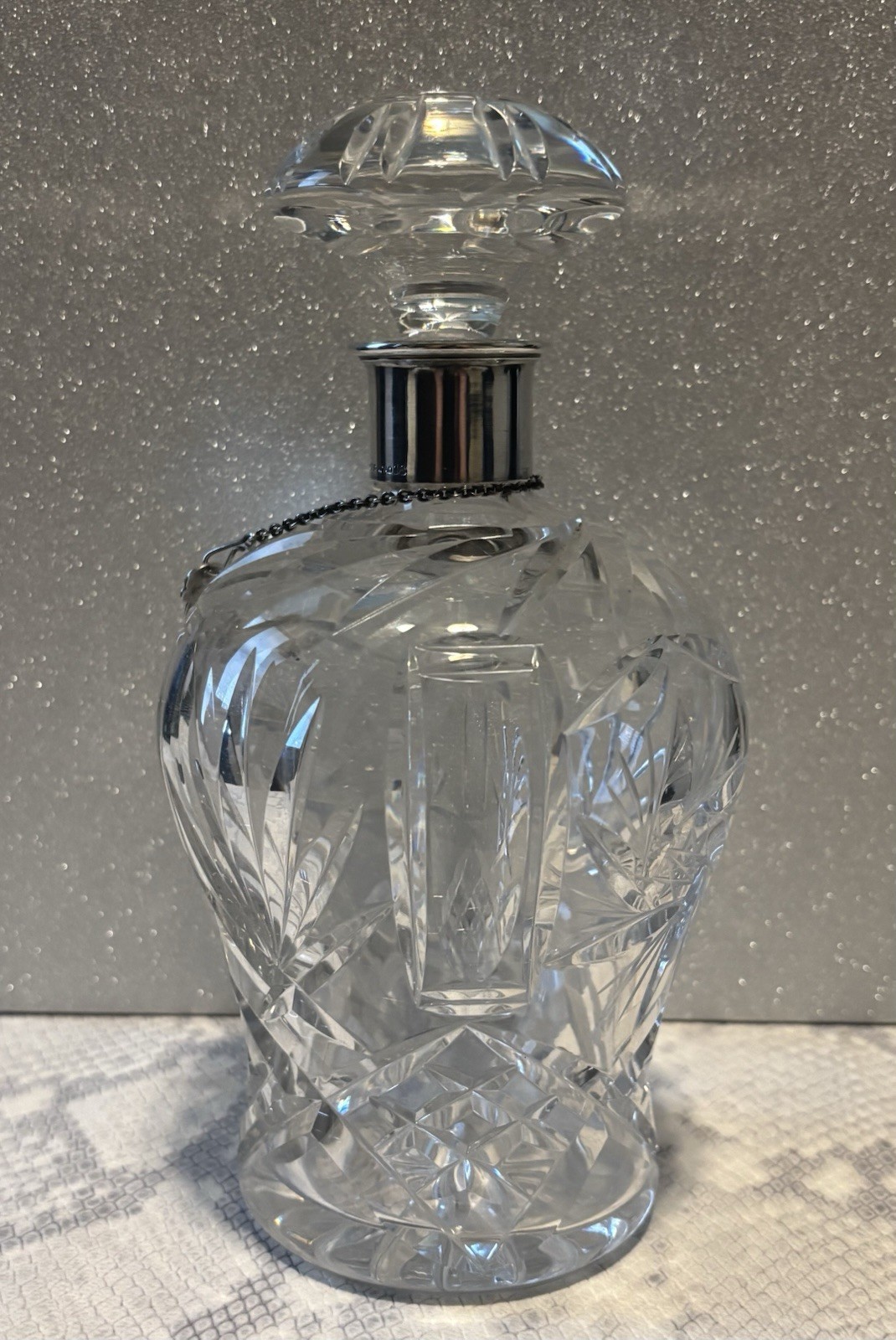 Spritz&Firman Crystal And Silver Collar Decanter From Mid 20Th Century With Tag