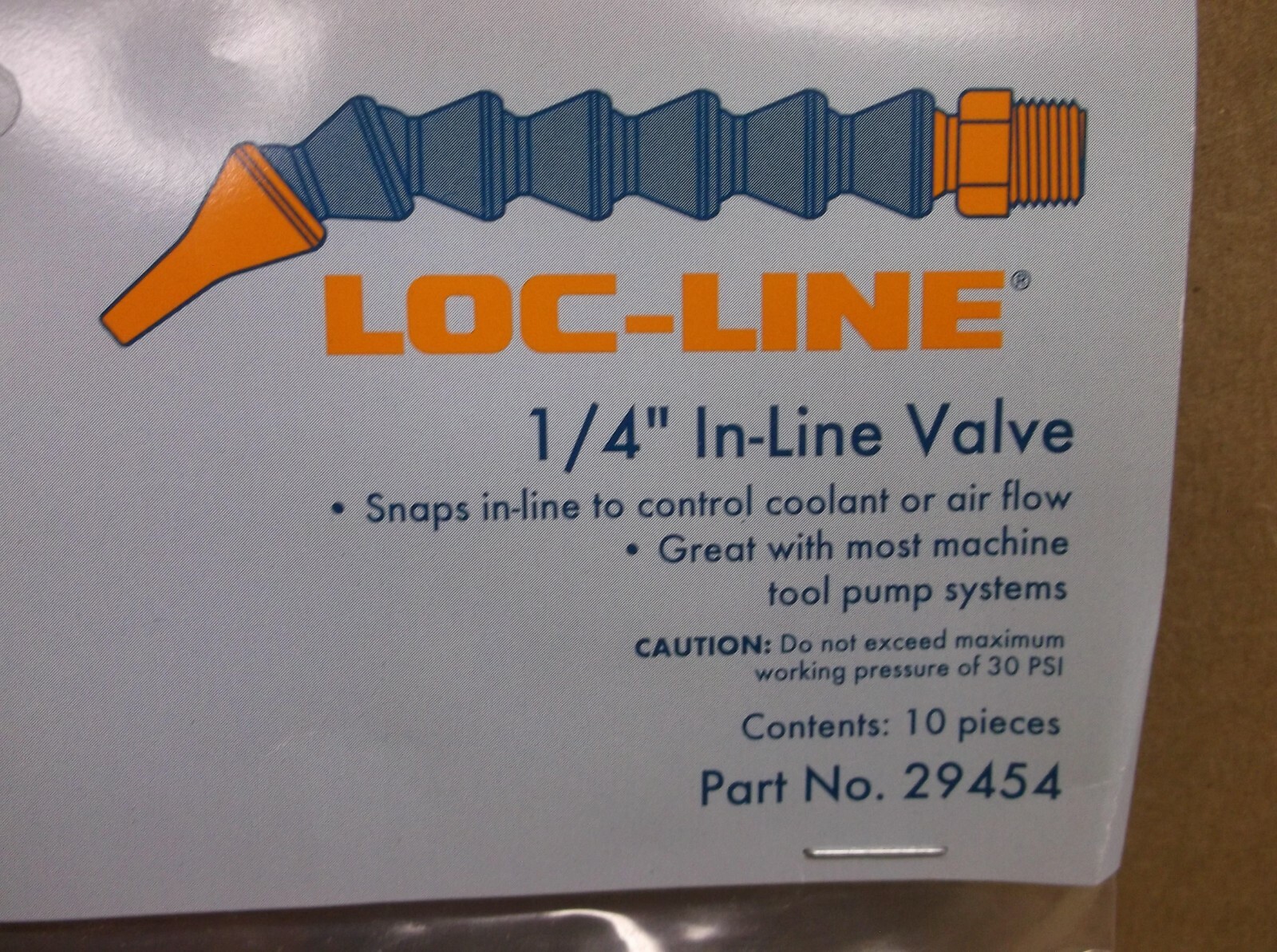 29454 LOC-LINE NEW In Box 1/4" In-Line Valve "LOT OF 10"