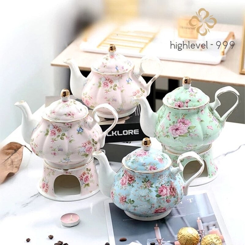 China Teapot 500ML With Heating Base High-Grade Porcelain Tea Warmer Teapot Set