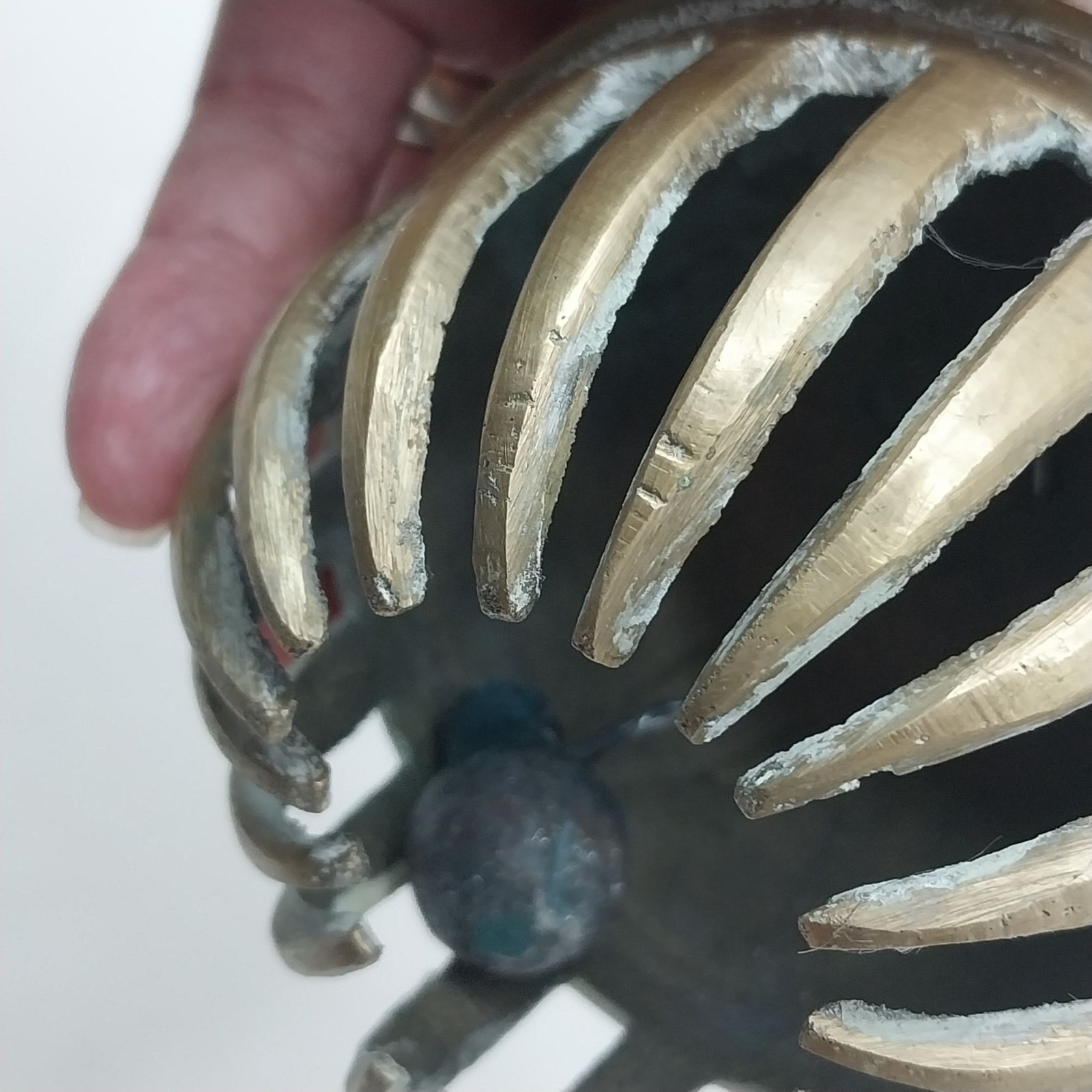 Vintage Brass Etched Elephant Claw Bell with Clapper Indian