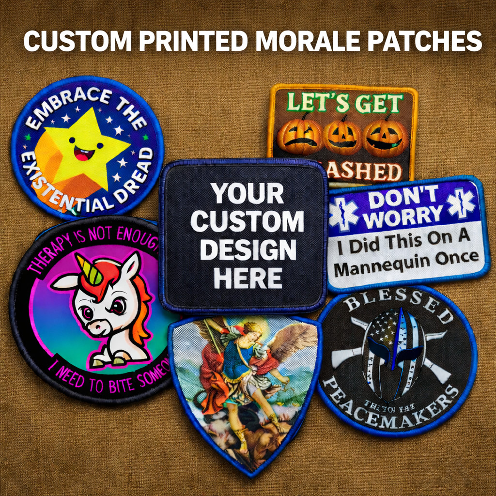 Custom Printed Morale Patch – Your Logo or Text – Hook & Loop, Sew On or Iron On
