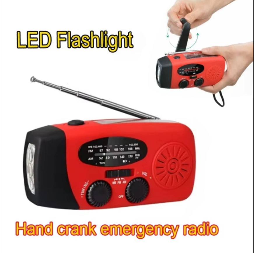 Solar Radio Hand Crank With LED Flashlight Multifunctional Emergency for Camping