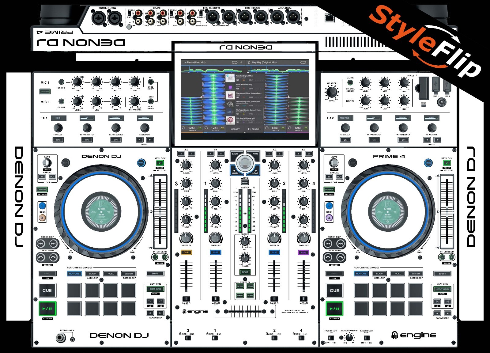 Denon Prime 4 Skin | White | Protective Decal | StyleFlip Skins