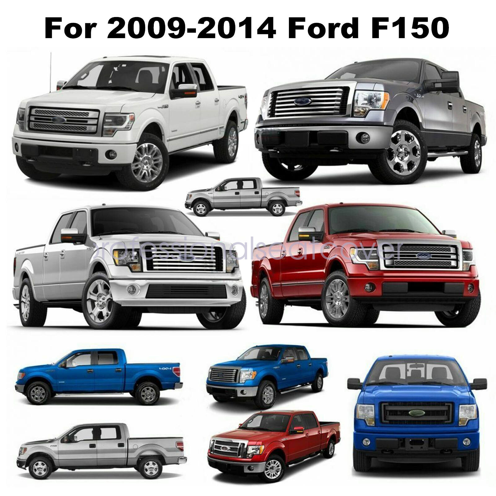 For 2009-2014 Ford F150 Lariat Front PERFORATED Leather Seat Cover Black