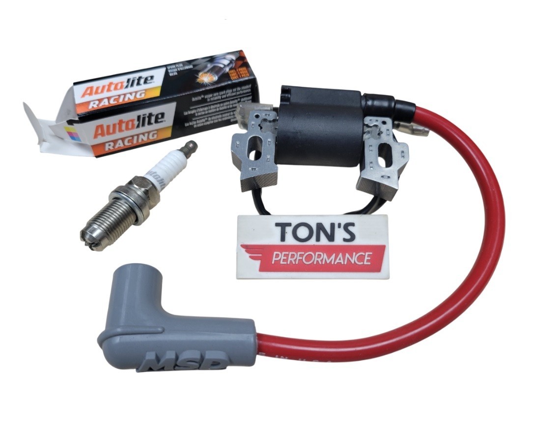 Predator 212 coil , RED MSD, 8mm Pro Taylor wire, Autolite Racing Spark plug kit