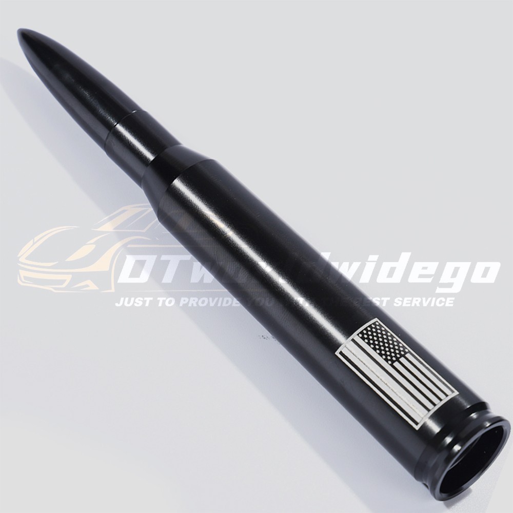 BLACK SHORT US Flag BULLET ANTENNA 50 CAL AM/FM FOR TACOMA TUNDRA 4RUNNER TRUCKS