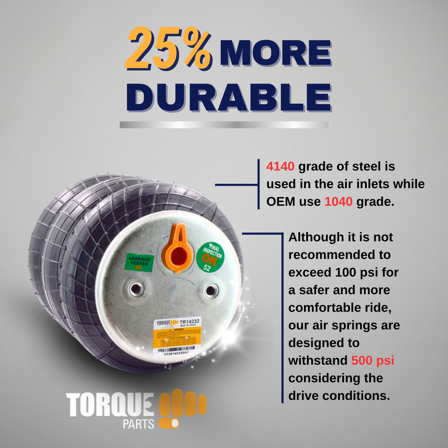 Universal Air Spring Bag Replacement 1/2" NPT Single Port Triple Bellow 2600 lbs