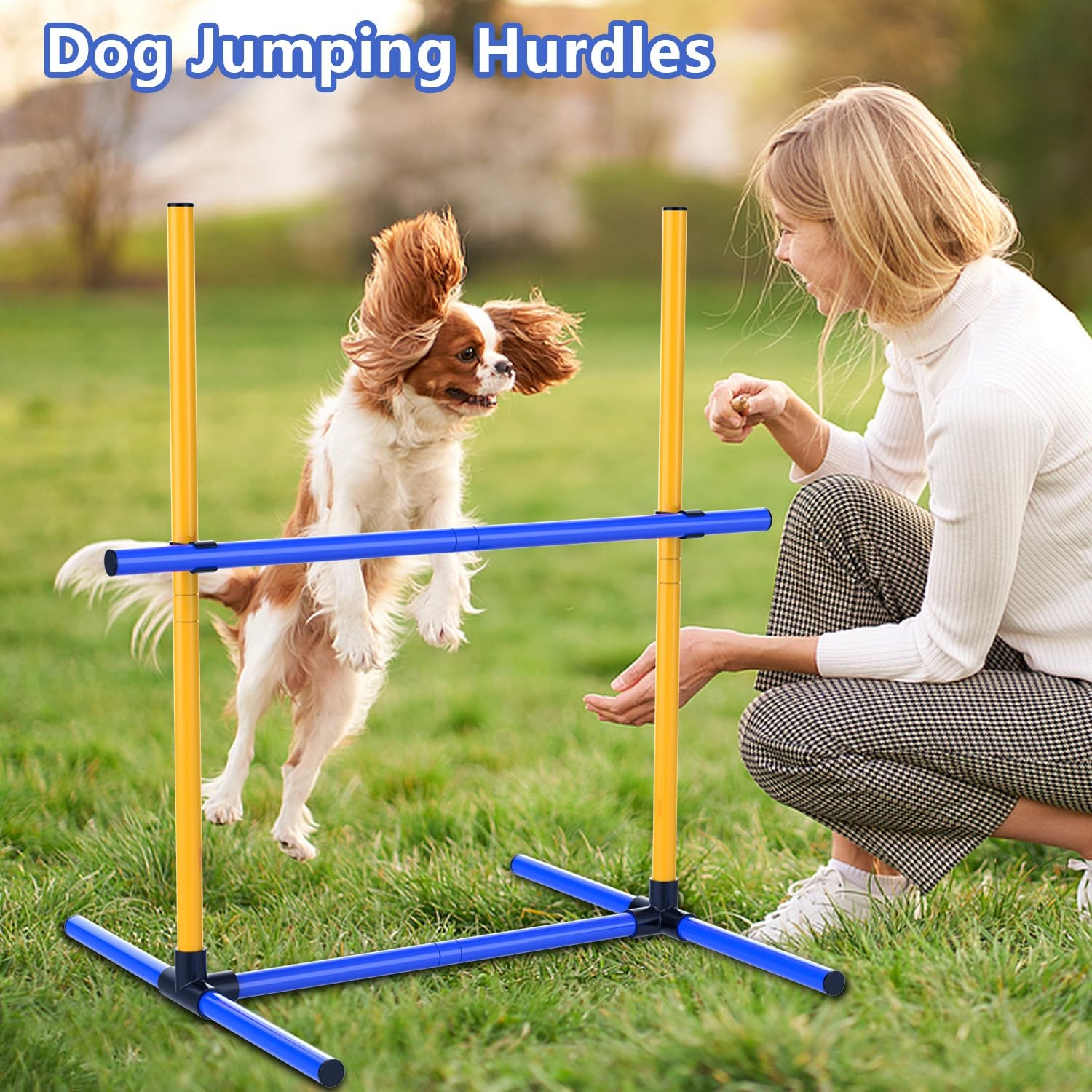 Adjustable Dog Agility Jump Set – Training Hurdles with Height Adjustable Bar...