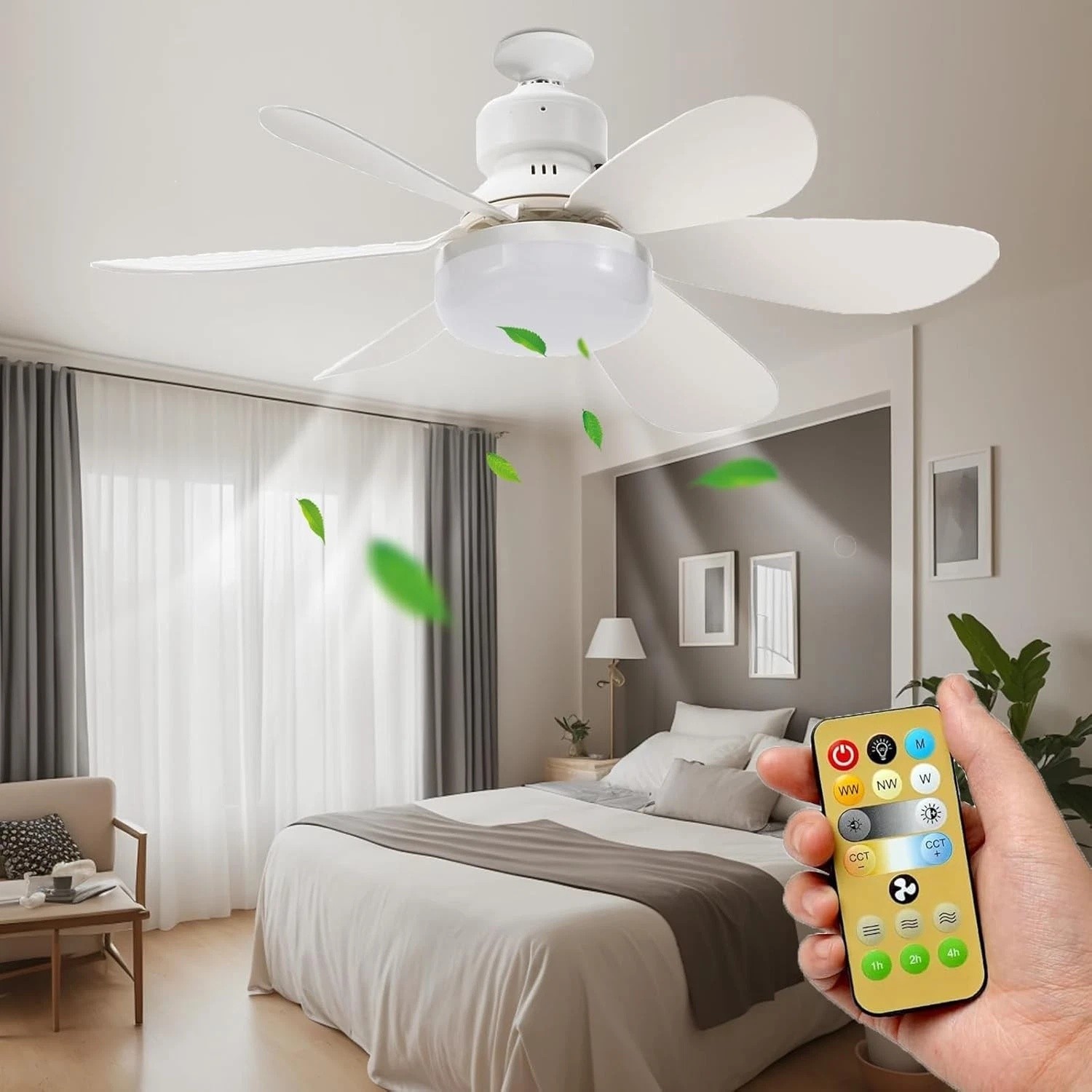Socket Ceiling Fans with Lights and Remote- Socket Fan light with Dimmable Led