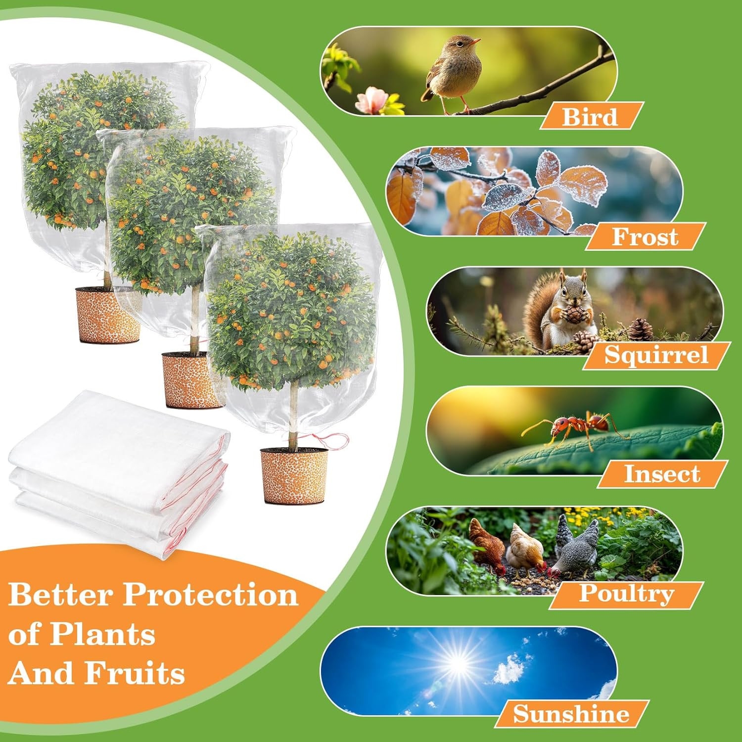 Bird Netting for Garden - 3 PCS Blueberry Bush Netting Cover 2.3 X 3.3 FT Mesh B