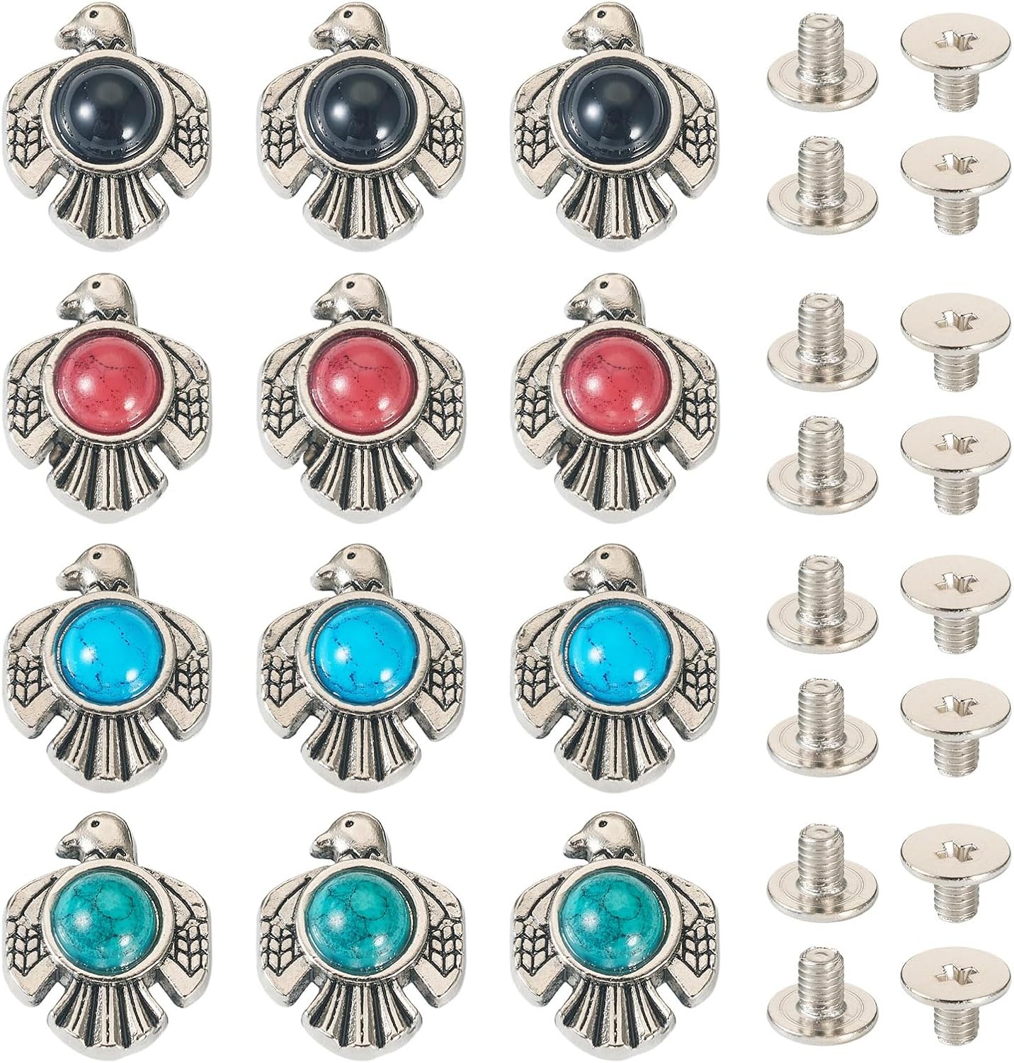 16 Sets Faux Turquoise Decorative Rivets Studs for Leather Vintage Southwest Thu