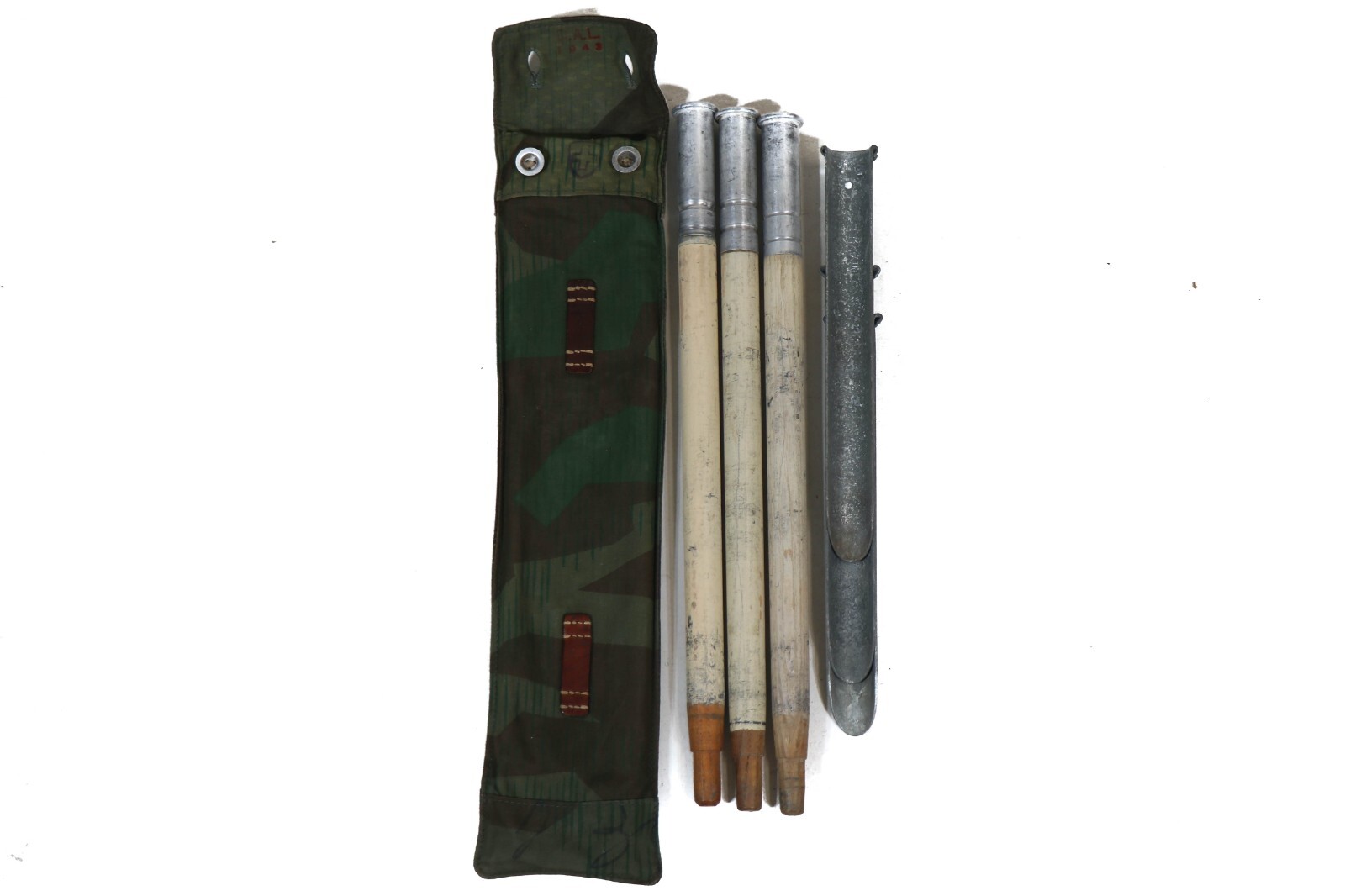 Authentic Swiss WWII Army Tent Pole Stake Set German Splinter Camo WW2 Zeltbahn