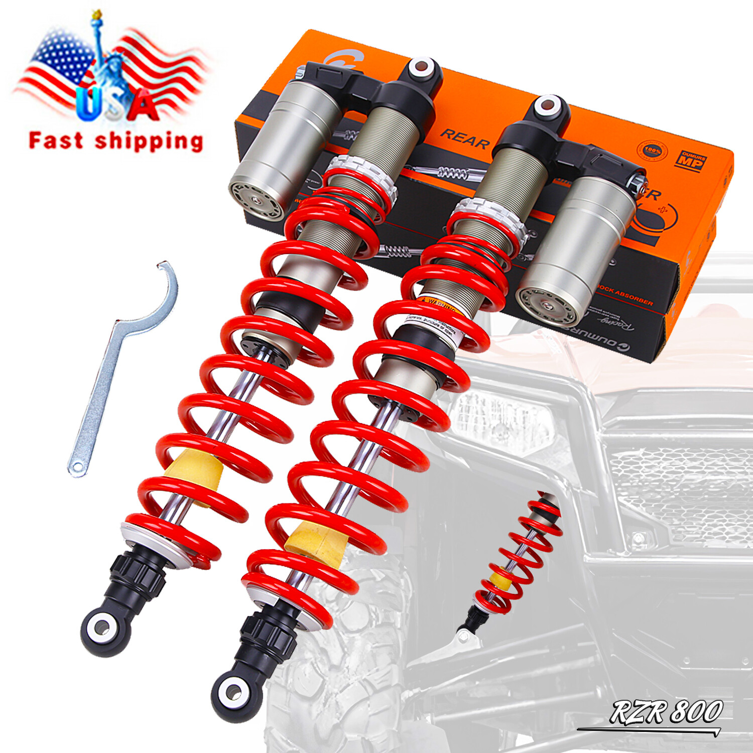 STAGE 3 REAR SHOCK ABSORBER SET FOR POLARIS RZR 800 S DUAL RATE FULLY ADJUSTABLE