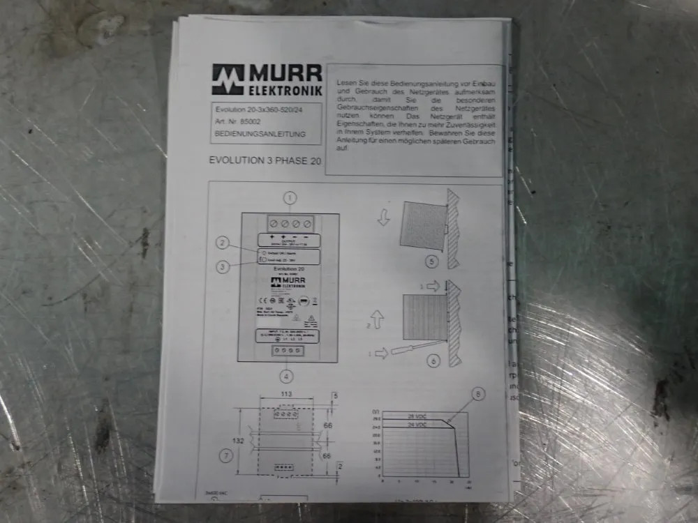 MURR ELEKTRONIK DC POWER SUPPLY 85002