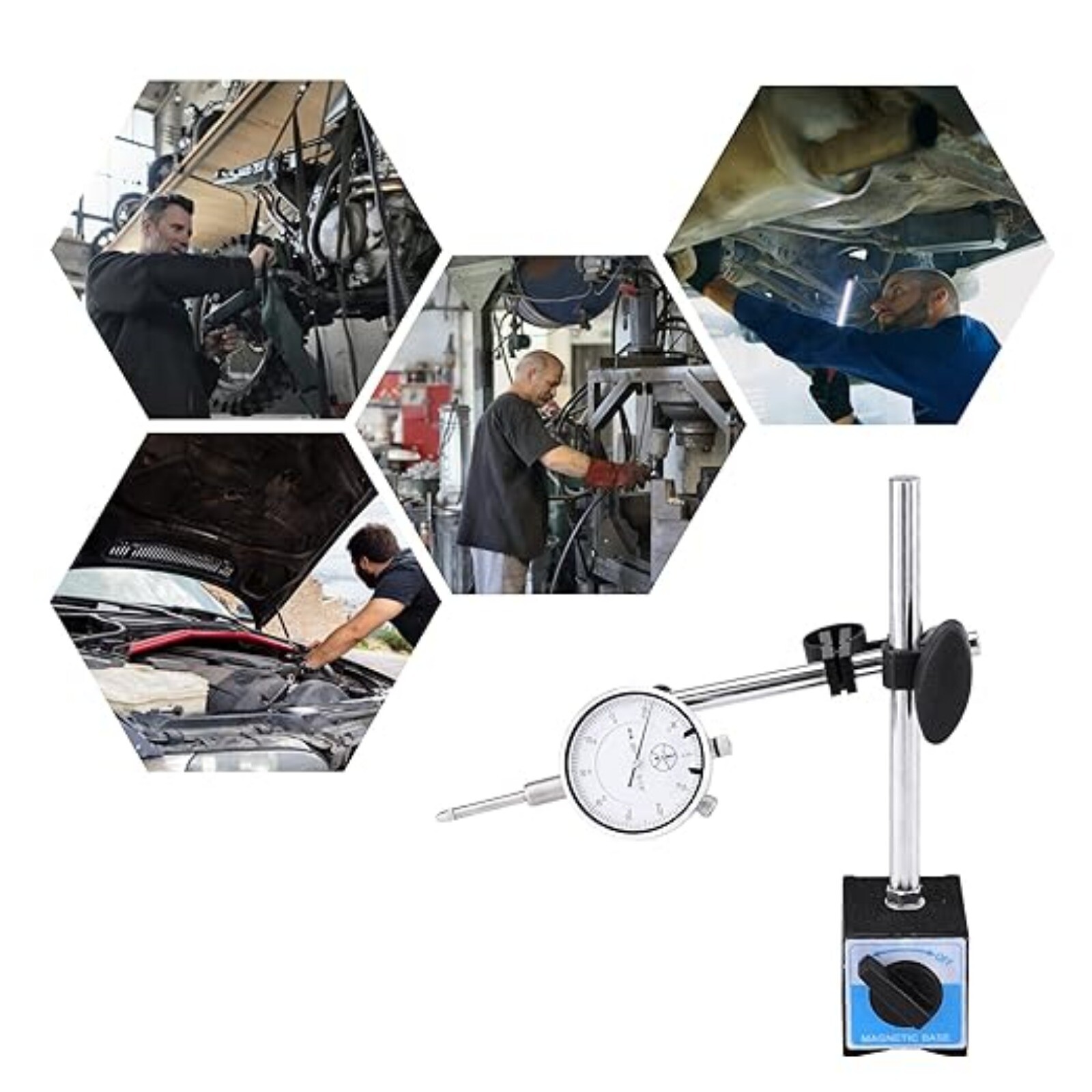 Dial Indicator with Magnetic Base 0-1.0" & Point Dial Test Indicator 0.001" Set