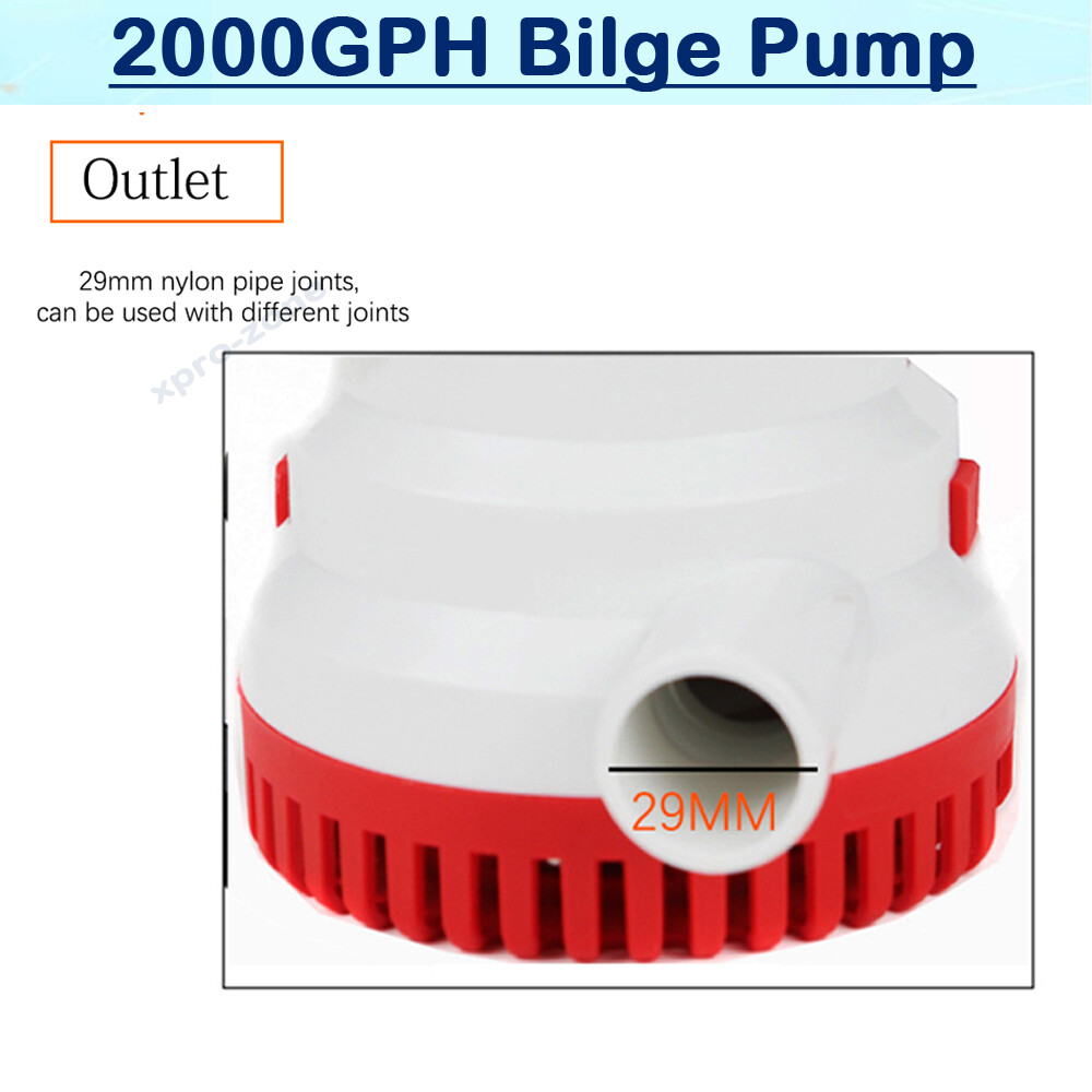 12V Marine Bilge Water Sump Pump Submersible 2000GPH Silent Fishing Marine Boat