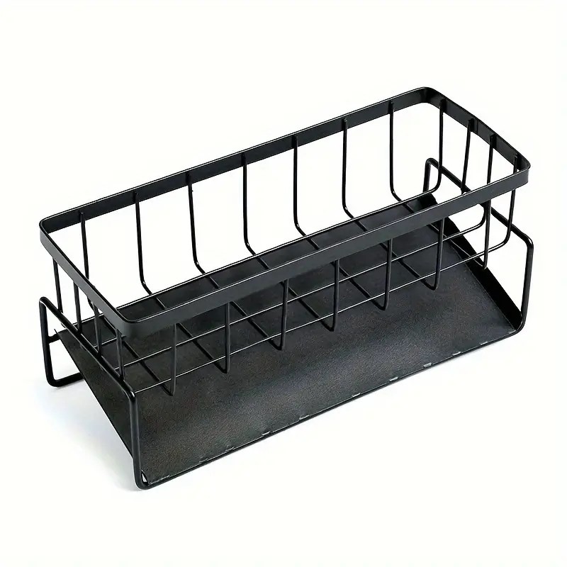 Black Aluminum Kitchen Sink Sponge Organizer Rack with Towel Holder Rust Free