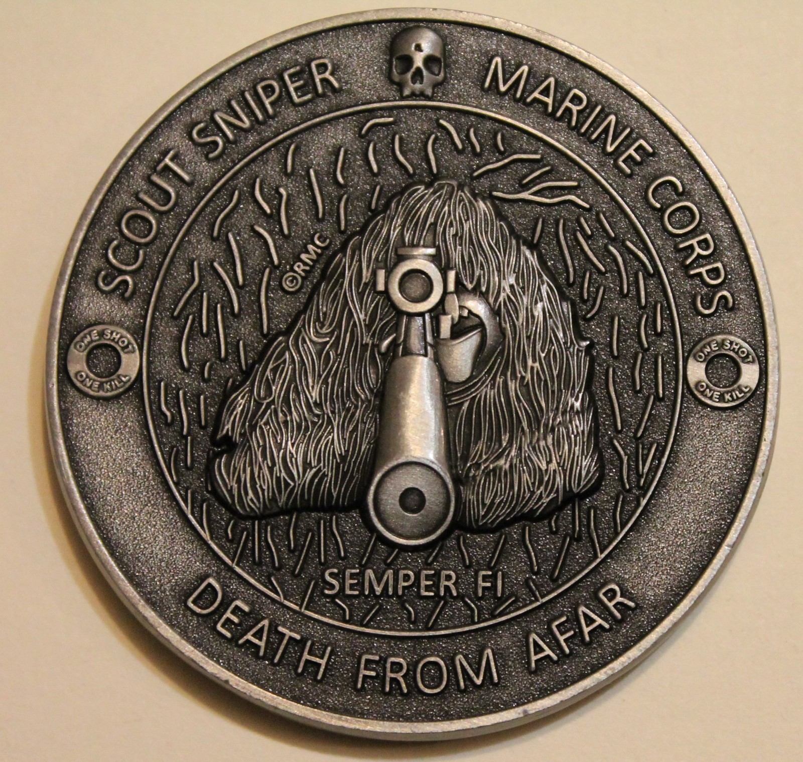 Scout Sniper Ghillie Suit MOS 8541 / 0317 This Dog Hunts! Marine Challenge Coin