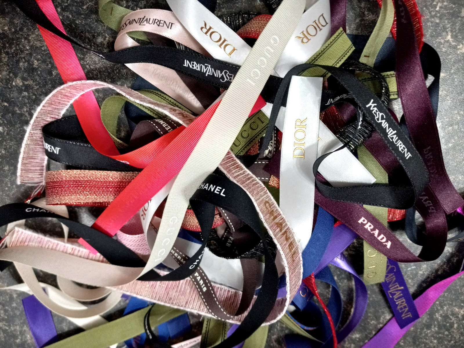 5 YARDS Designer Ribbon "SCRAPS" , DIOR, CHANEL, YSL, GUCCi, PRADA, HERMES, LV