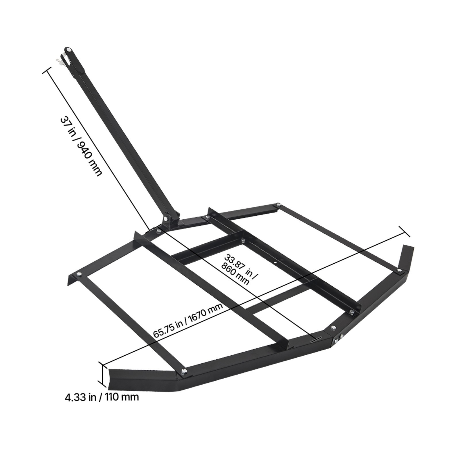 Drag Harrow 66" Width Tow Behind Drag Harrow Steel Gravel Grader ATV UTV