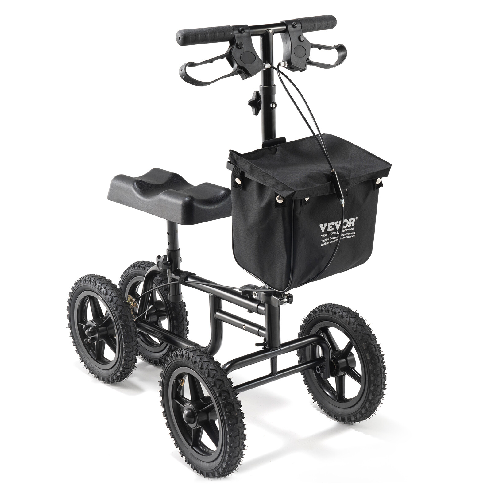 VEVOR Knee Scooter Carbon Steel Folding Knee Walker Recovery Scooter 350LB Loads