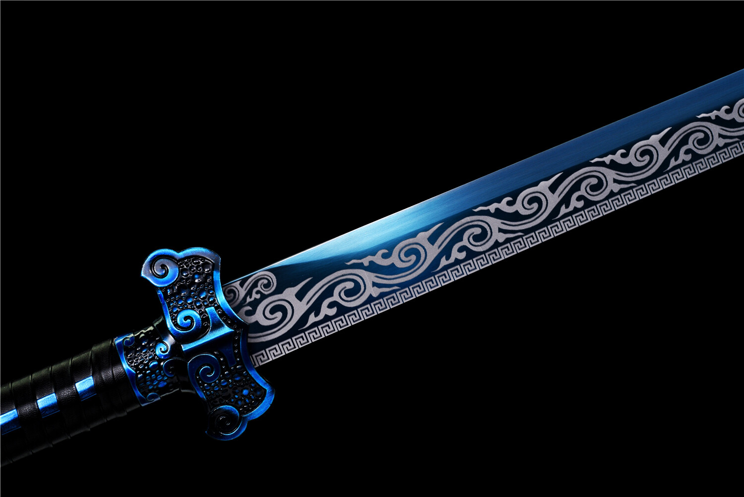 Sharp Blue Ninja Sword Straight Functional Broadsword Japanese Katana 1095Steel