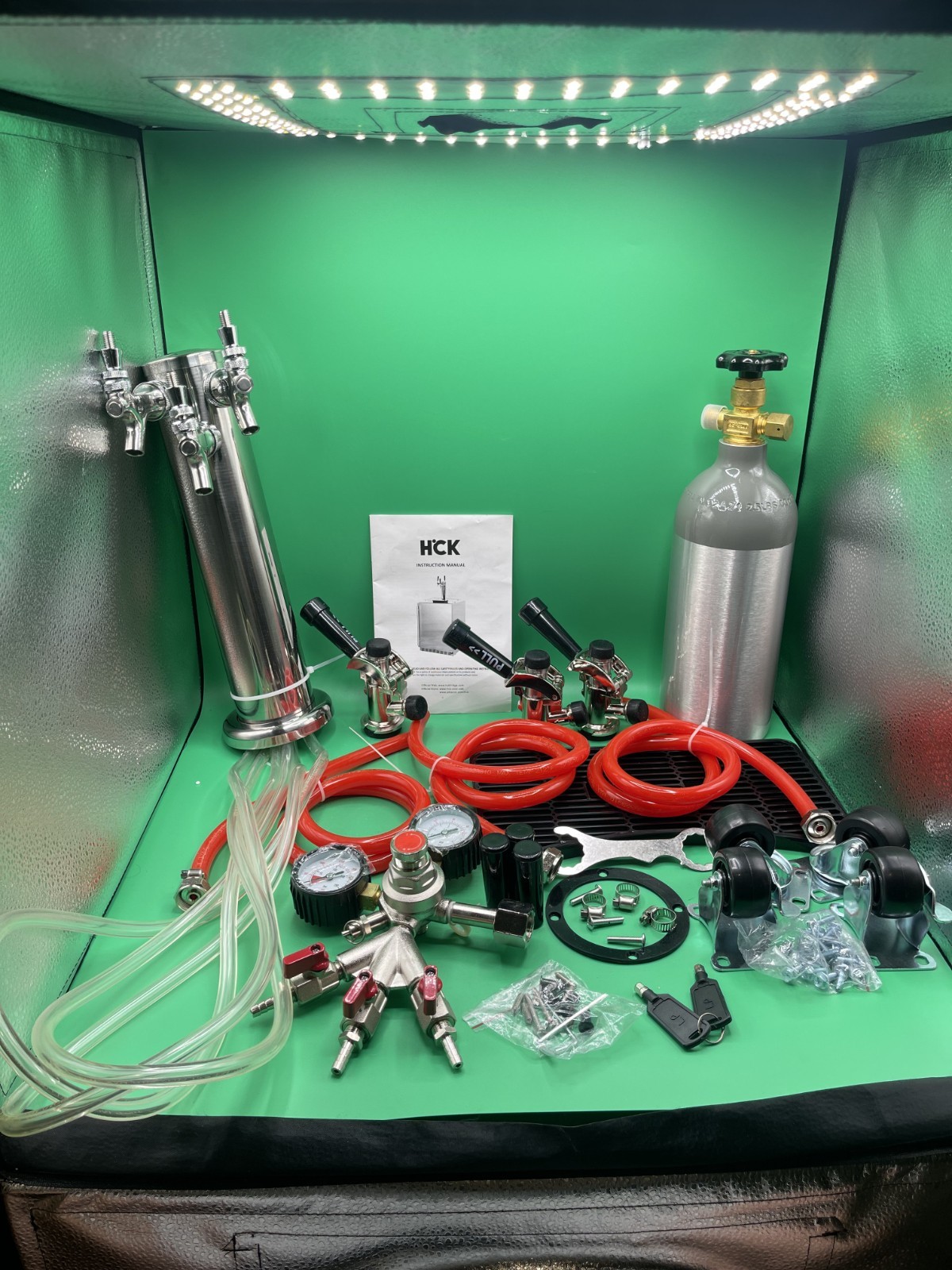 HCK Triple Tap Beer Kegerator Conversion Kit Stainless Tower w/Regulator