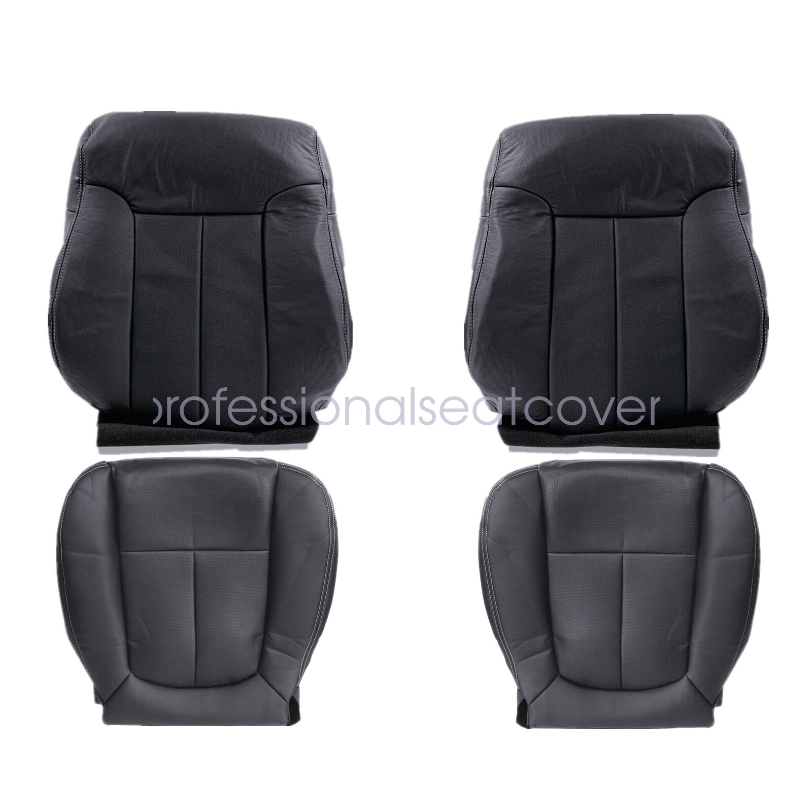 For 2009-2014 Ford F150 Lariat Front PERFORATED Leather Seat Cover Black