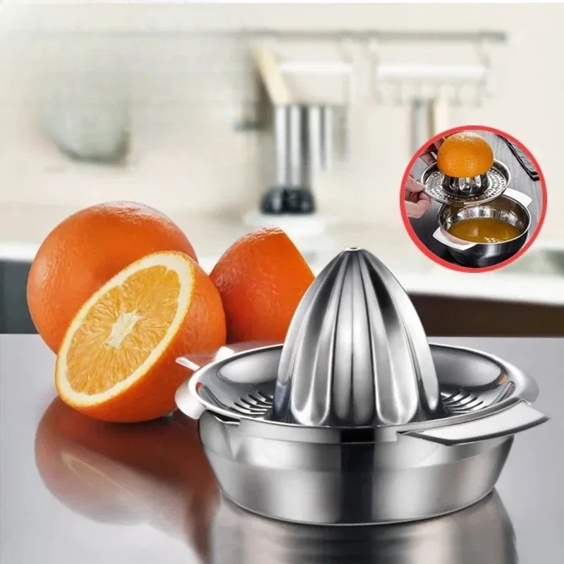 Stainless Steel Citrus Juicer Manual Lemon Squeezer w Bowl Strainer Orange Lime