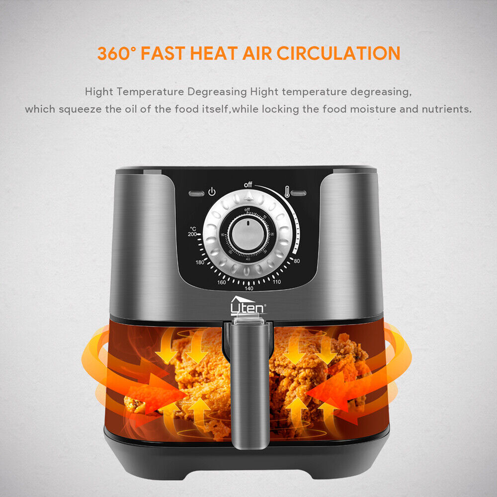Uten Air Fryer 5.8Qt Large Capacity 5.5L Smart Electric Hot Airfryer Oven Cooker