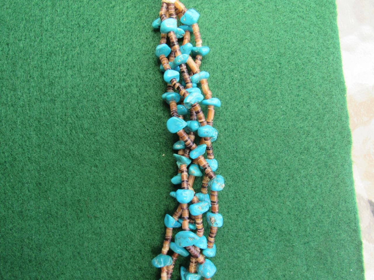 Vintage Native American Kingman Turquoise 5 strand Nugget necklace