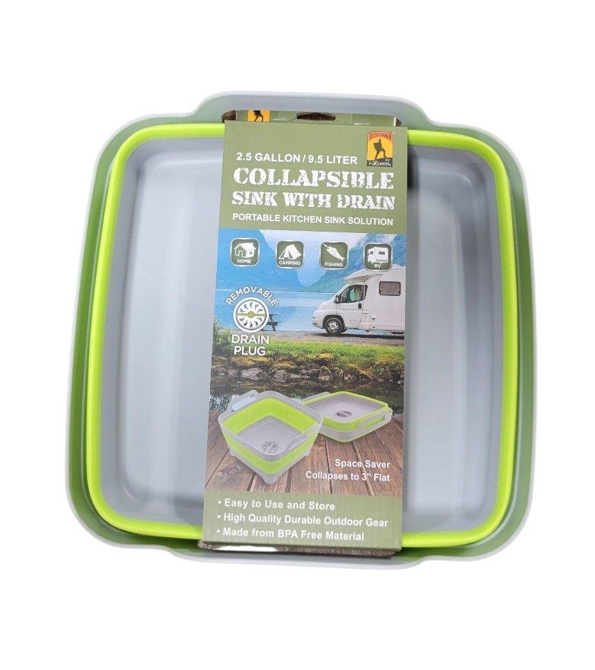 Collapsible Dish Pan Sink With Drain 2.5 Gallon 9.5 Liter