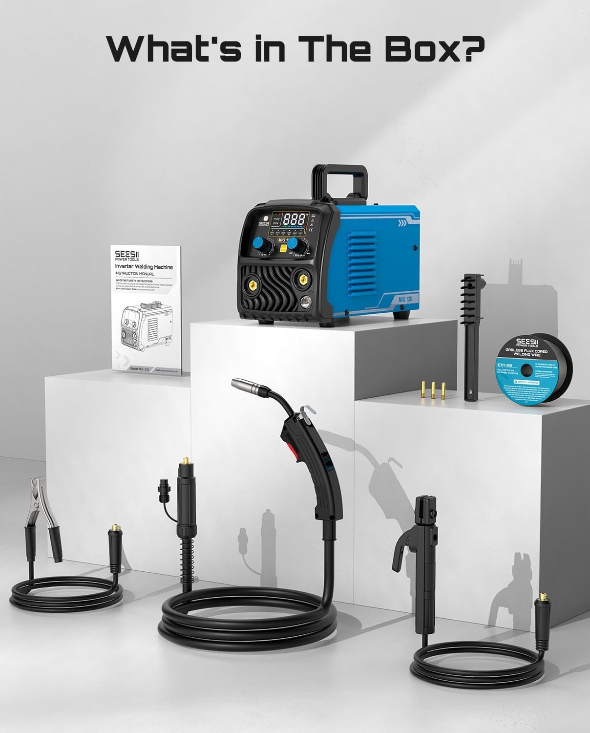 SEESII 135A MIG Welder 110V 3-in-1 Gasless Flux Core/Lift TIG/Stick