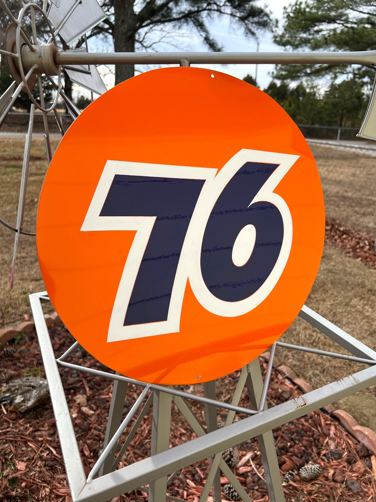 16" Round HAND PAINTED SIGN Union 76 Ball Gas Oil Station Shop Garage Art