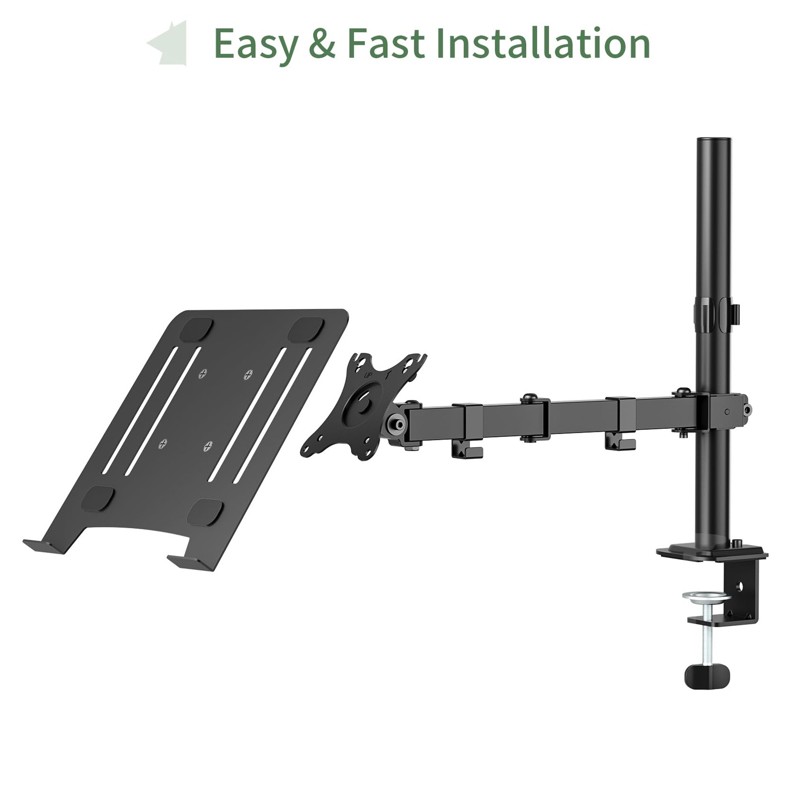 UPGRAVITY Laptop Desk Mount, Single Laptop Stand Arm with Vented Tray for 17 ...
