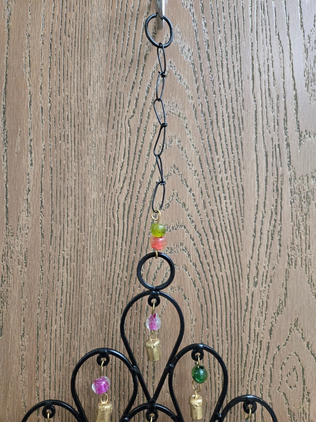 HANDMADE DIAMOND FLOWER RUSTY IRON METAL BELLS WINDCHIME