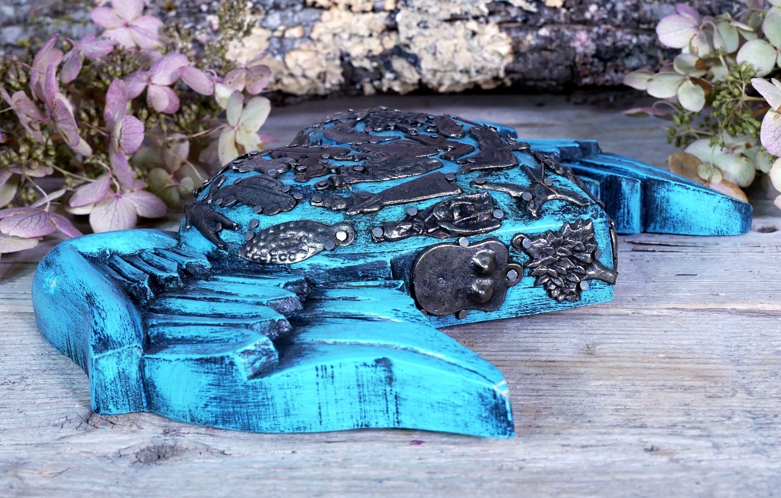 Blue Heart Wings Milagros Handmade Wood Mexican Folk Art Love Token Medium Size