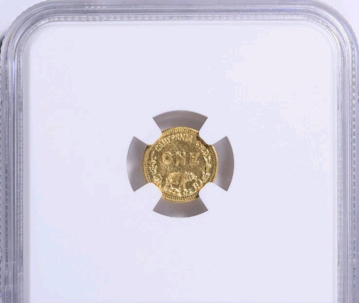 1915 California Fractional Gold Hart's Coins Of The West One CMRD-4 R7 NGC UNC