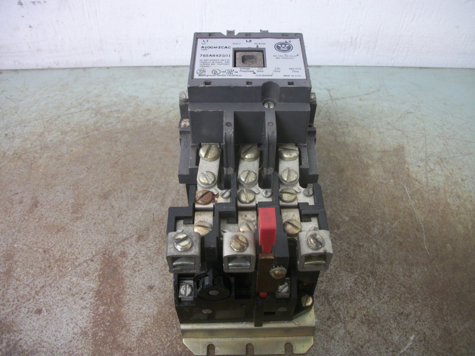 WESTINGHOUSE SIZE 2 MOTOR STARTER A200M2CAC 120VCOIL 3PH 600V 25HP