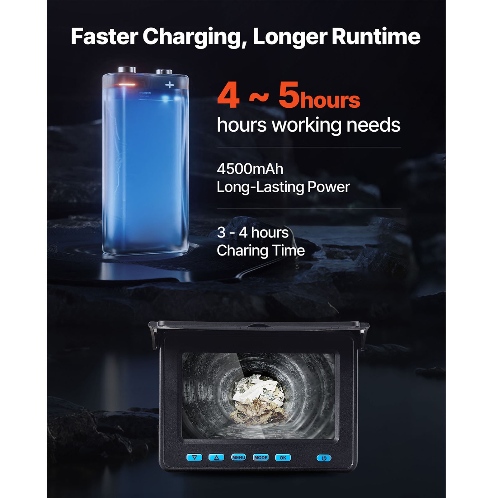 Uimoso 164ft Sewer Inspection Camera with 4.3-inch Screen and Waterproof Design